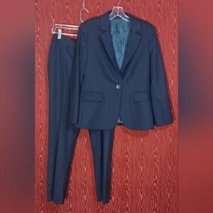 YALY COUTURE 2 Piece Royal Blue Collared Long Sleeve Button Pants Suit Women's